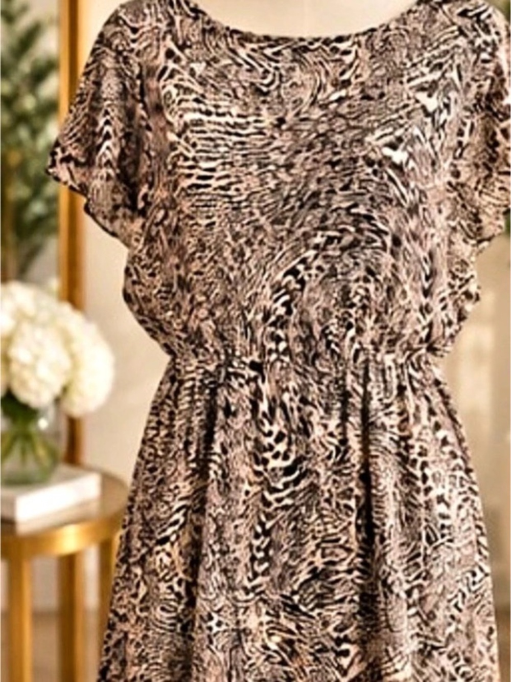 Alice + Olivia Kimber Silk Animal Print Open Back Dress Size M